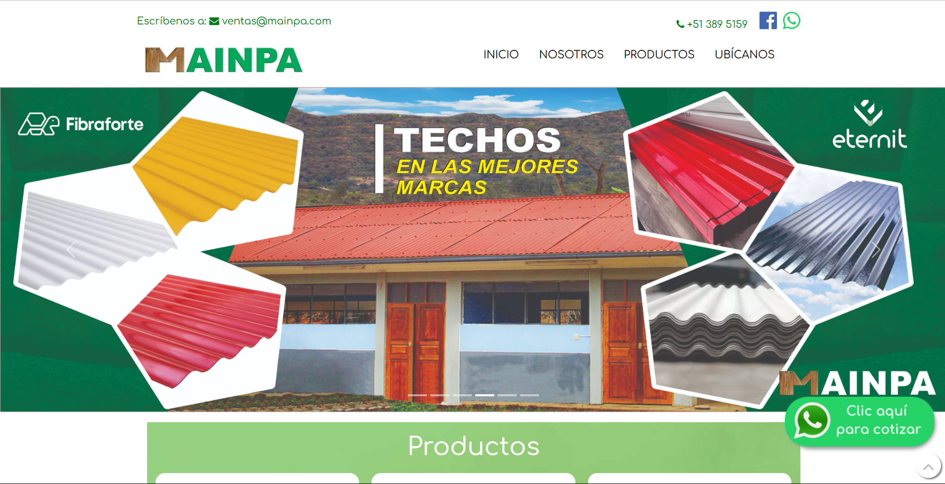 Captura de la página web de Mainpa